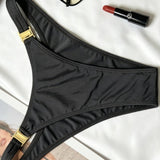Izrezan Črn Halter Tridelni Kopalni Set