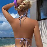 Seksi Sijajni Halter Tanga Bikini Set