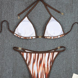 Seksi Tie Dye Bikini Set z Nizkim Pasom in Halter Trianglom