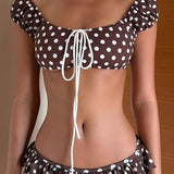 Minimalistični nizko rezani retro bikini set s pikami