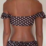 Minimalistični nizko rezani retro bikini set s pikami