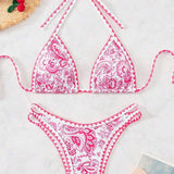 Bikini komplet s halterjem in vzorcem paisley