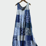 Obleka s Patchwork Vzorcem v Modri Barvi