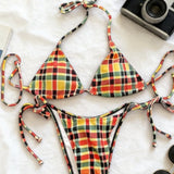 Šik Kariran Trikotni Bikini Kopalke