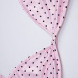 Roza pikčasta halter krilo stil tri delni kopalni set