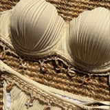 Trdni školjkasti petalni strukturirani bikini set