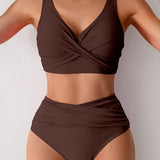 Visok Pas Trdno Bodycon Dva Kosa Kopalni Set