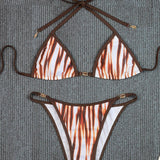Seksi Tie Dye Bikini Set z Nizkim Pasom in Halter Trianglom
