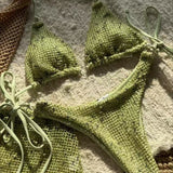 Mrežast Trakasti Plažni Tridelni Kopalni Set