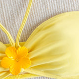 Rumena Halter Bandeau Tri-delni Kopalni Set