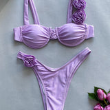 3D Cvet Off Shoulder Trak Bikini Set