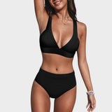 Erica - Enobarvni Bikinij z Visokim Pasom