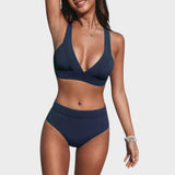 Erica - Enobarvni Bikinij z Visokim Pasom