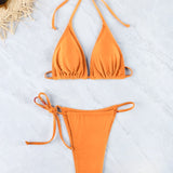 Halter z vezanjem na straneh Seksi Bikini Set