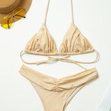 Minimalistični trdni nabran bikini set