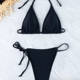 Halter z vezanjem na straneh Seksi Bikini Set