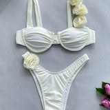 3D Cvet Off Shoulder Trak Bikini Set