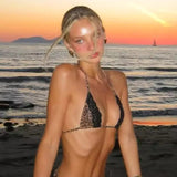 Bikini set z vezanjem in čipkastim patchworkom