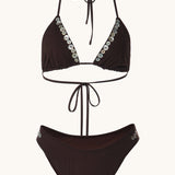 Set bikini z trikotnim zgornjim delom in ovratnikom