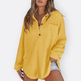 Inês - Lahka Tunikasta Bluza z V-izrezom in Gumbi