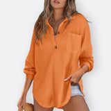Inês - Lahka Tunikasta Bluza z V-izrezom in Gumbi