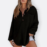 Inês - Lahka Tunikasta Bluza z V-izrezom in Gumbi