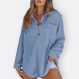 Inês - Lahka Tunikasta Bluza z V-izrezom in Gumbi