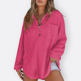 Inês - Lahka Tunikasta Bluza z V-izrezom in Gumbi