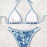 Bikini komplet s halterjem in vzorcem paisley