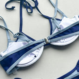 Bikini komplet z kontrastnim patchworkom in bočnim vezanjem