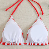 Halter Triangle Tie Bikiniji Set z ameriško zastavo