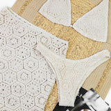 Šik čipkast halter slim fit trojni kopalni set