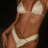 Minimalistični trdni nabran bikini set