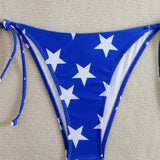 Halter Triangle Tie Bikiniji Set z ameriško zastavo