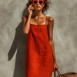 Ženska maxi obleka s tankimi naramnicami | Boho stil in sproščen kroj