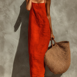 Ženska maxi obleka s tankimi naramnicami | Boho stil in sproščen kroj