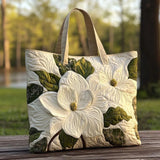Artisanal Quilted Sack - Elegant White Lily