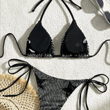 Črni zvezdni bikini set z bleščicami