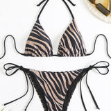Halter Zebra Print Triangularni Bikini Set