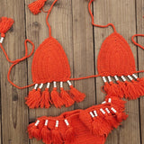Boho Kvačkana Fringed Dva Kosa Bikinija