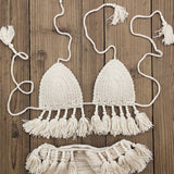 Boho Kvačkana Fringed Dva Kosa Bikinija
