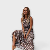 Dona - Boho Midi Obleka s Pikicami