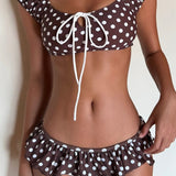 Minimalistični nizko rezani retro bikini set s pikami