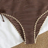 Halter Strappy Backless Teksturiran Dvojni Kopalni Set