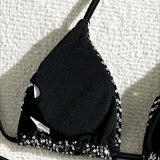 Črni zvezdni bikini set z bleščicami