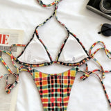 Šik Kariran Trikotni Bikini Kopalke