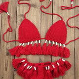 Boho Kvačkana Fringed Dva Kosa Bikinija