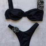 3D Cvet Off Shoulder Trak Bikini Set