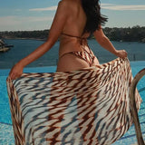 Seksi Tie Dye Bikini Set z Nizkim Pasom in Halter Trianglom