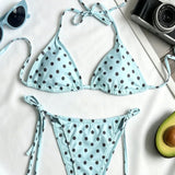 Retro Pika Dots Halter Triangularni Bikini Set